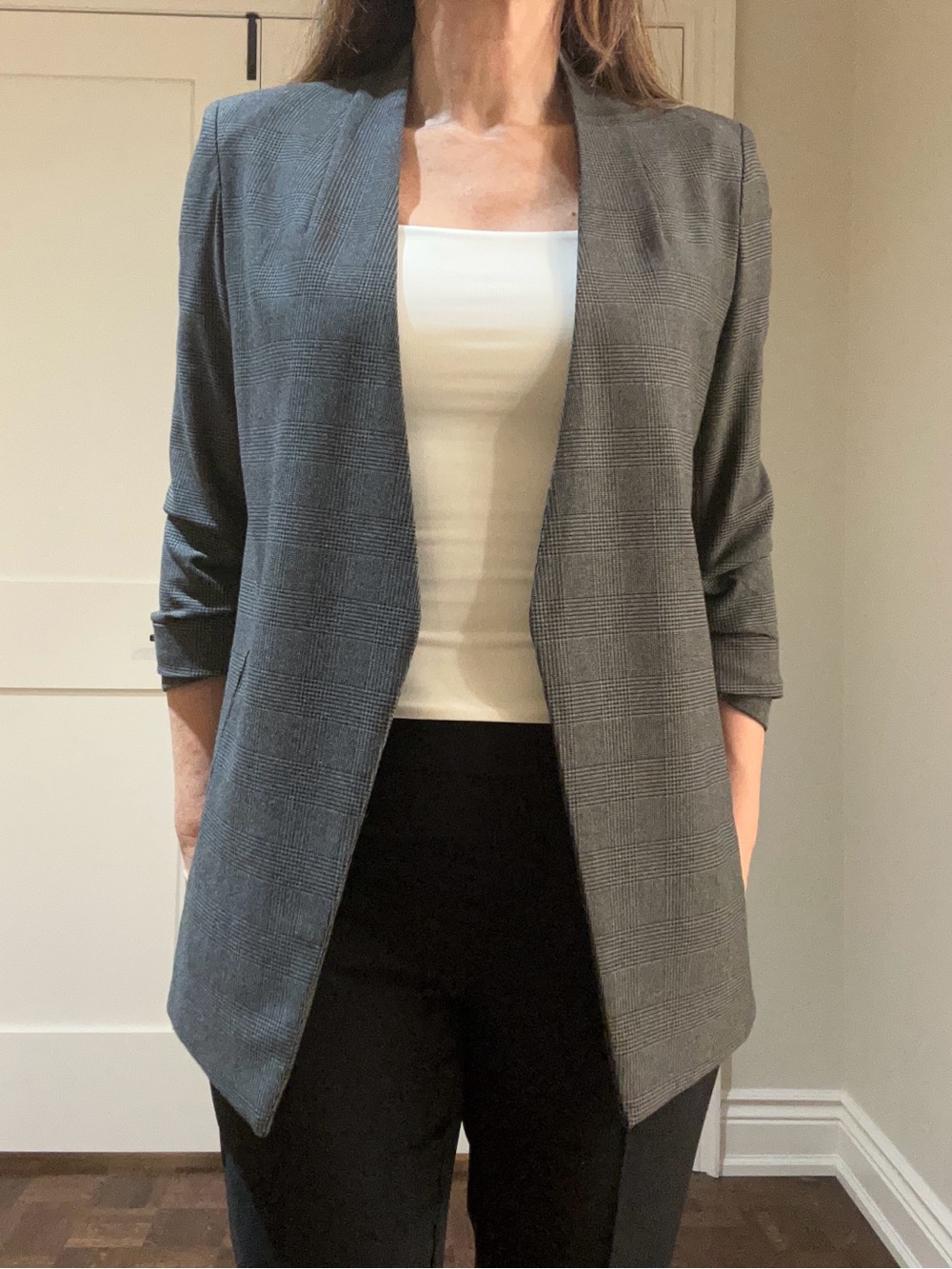 Aritzia Babaton Plaid Open-Front Blazer